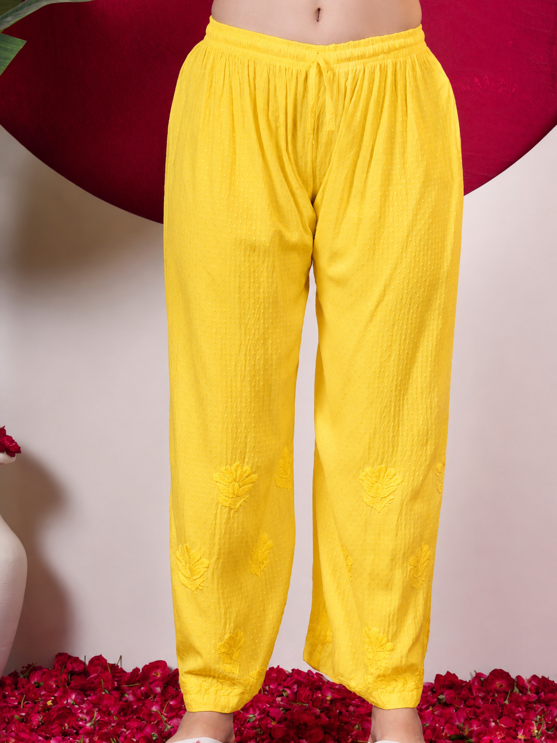 Rishika Rayon Chikankari Kurta Set - Yellow