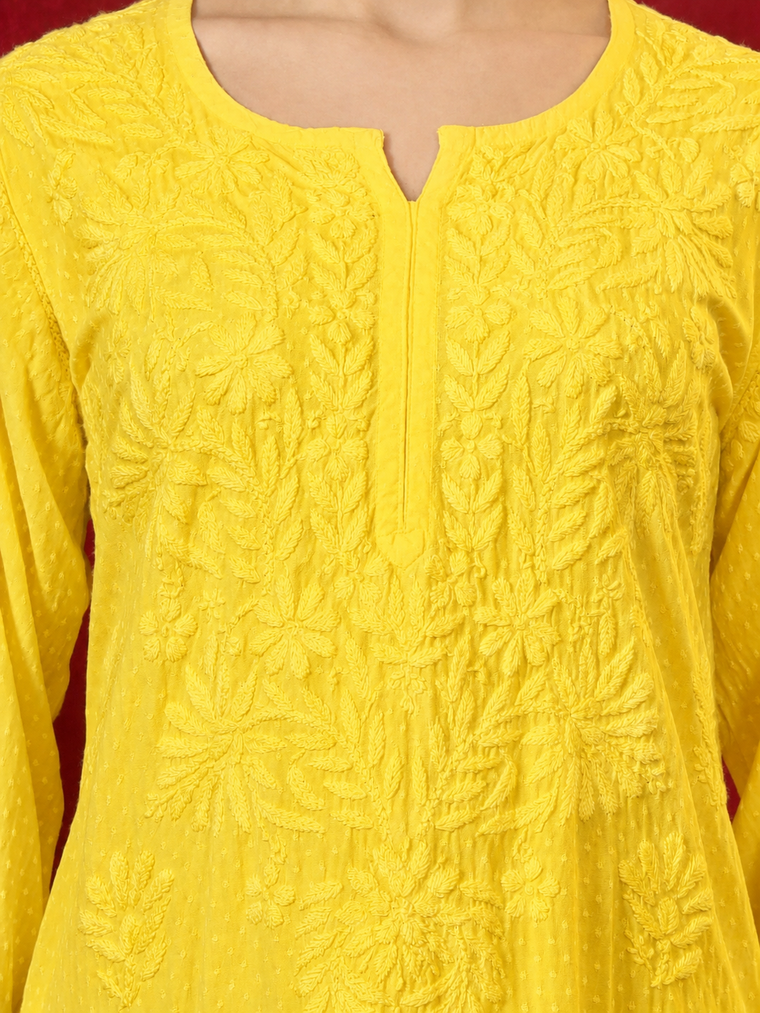 Rishika Rayon Chikankari Kurta Set - Yellow
