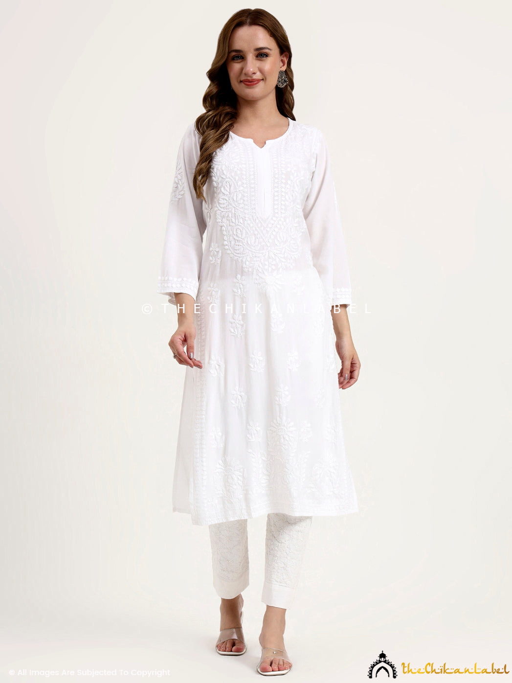 Rishita Rayon Straight Chikankari Kurti - White