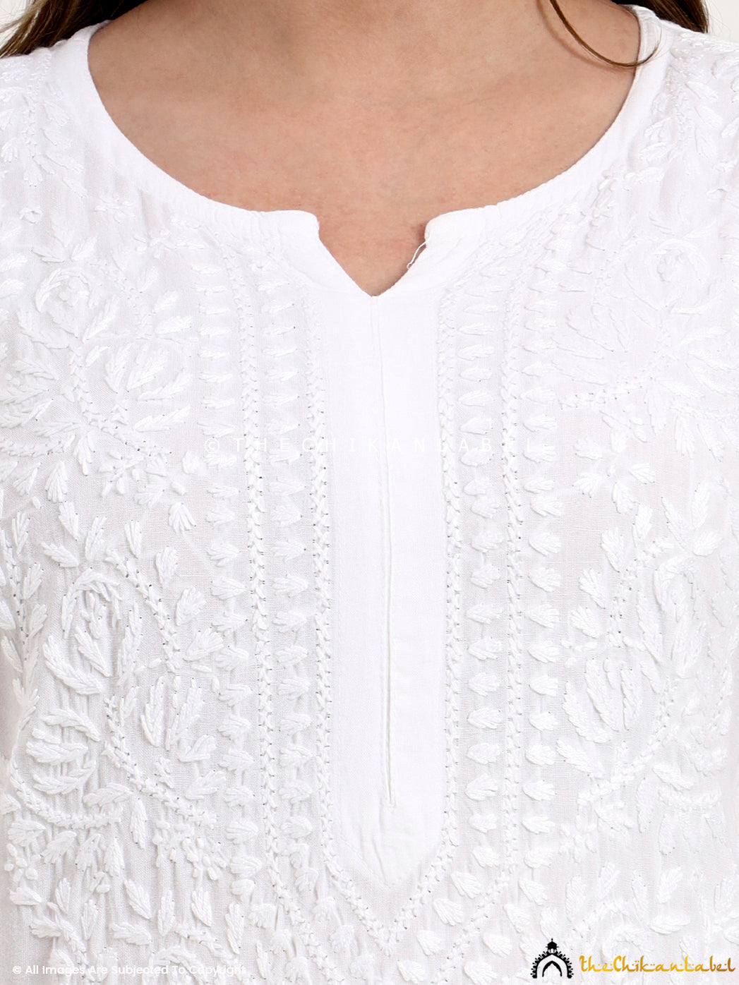 Rishita Rayon Straight Chikankari Kurti - White