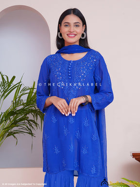 Blue Haya Viscose Chikankari Kurta Set