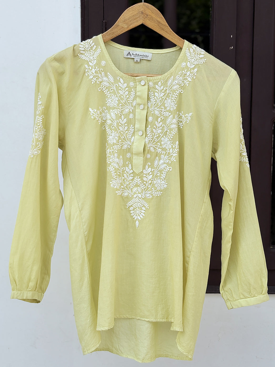 Lightweight mulmul cotton chikankari shirt with fine embroidery work ideal for summer wear