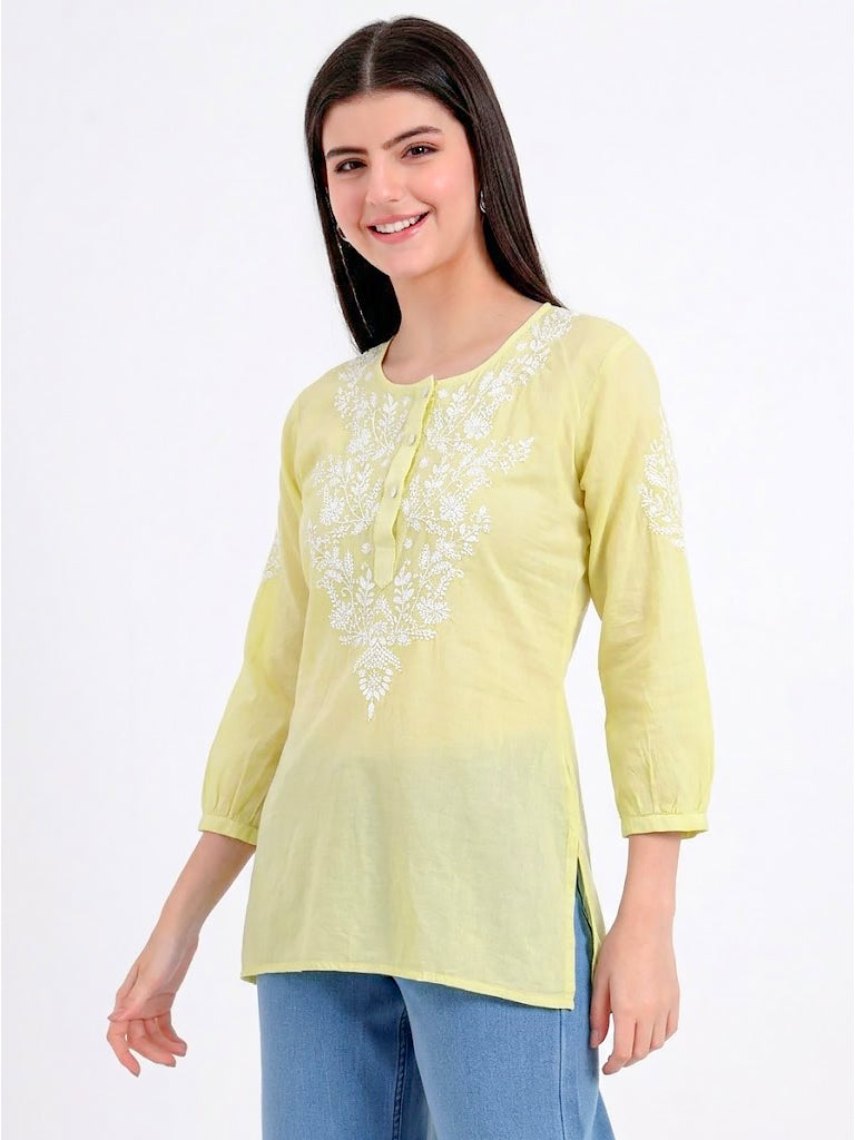 Lightweight mulmul cotton chikankari shirt with fine embroidery work ideal for summer wear
