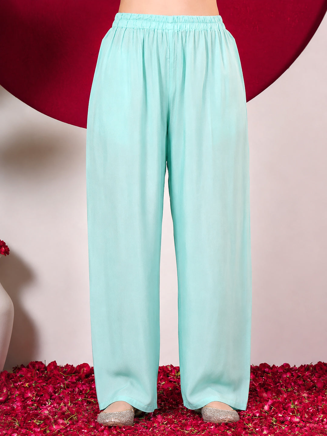 Ishita Muslin Chikankari Straight Kurta Set with Dupatta - Turquoise