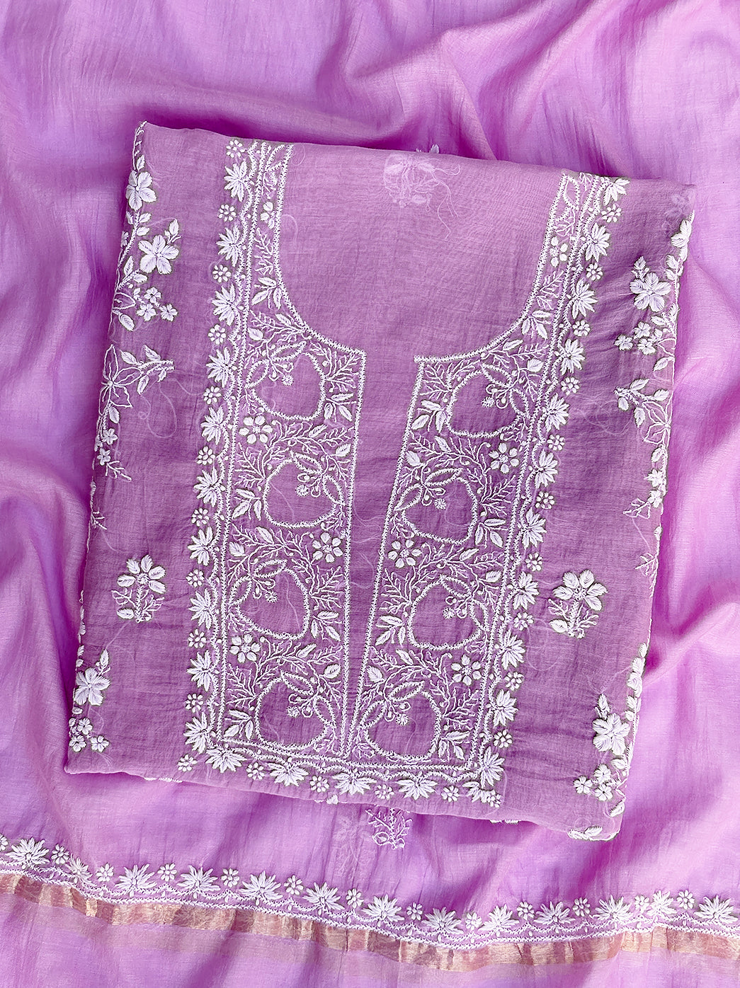 Premium mul chanderi fabric chikankari kurti set designed for elegant ethnic outfits