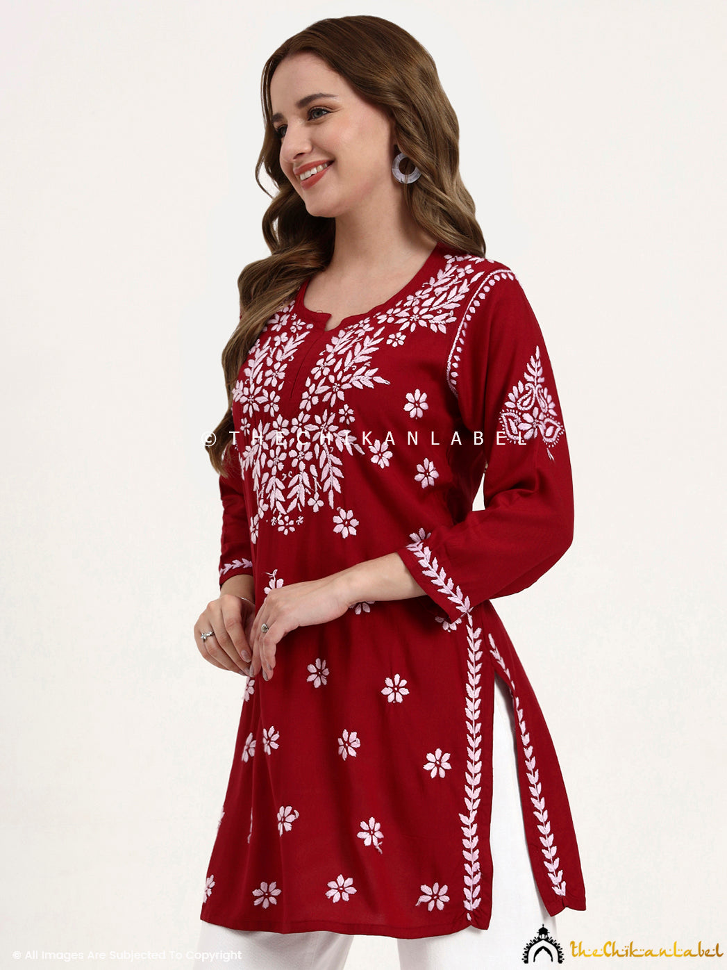 Comfortable modal chikankari short top designed for casual, office, and festive wear.