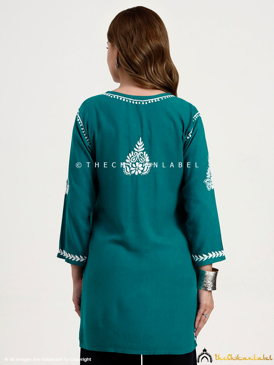 Comfortable modal fabric short top designed with traditional chikankari embroidery.