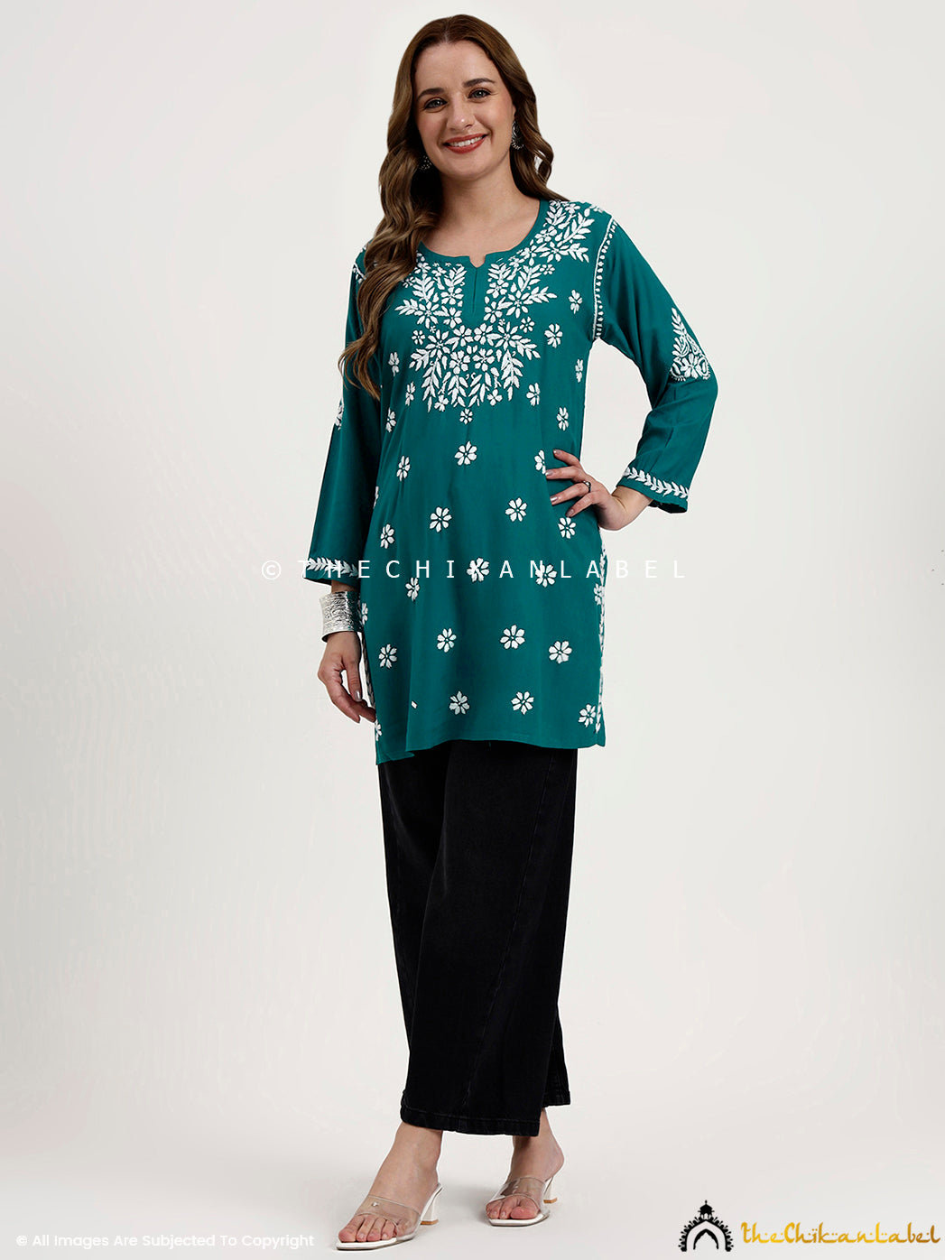 Modal chikankari short top for women offering a blend of tradition and modern comfort.