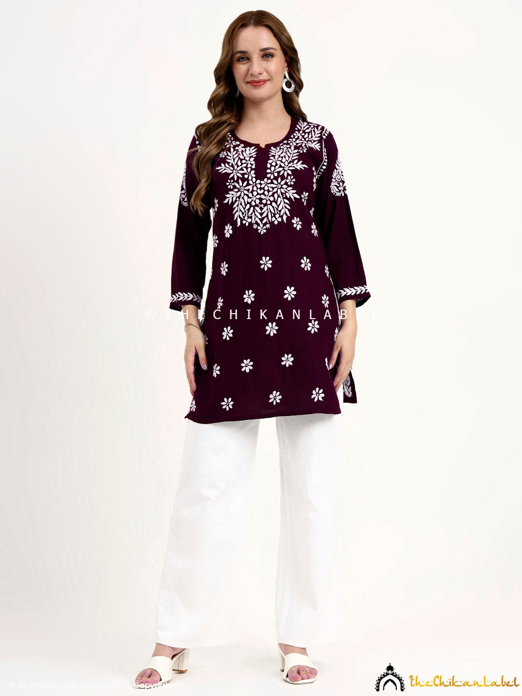 Comfortable modal chikankari short top designed for casual, office, and festive wear.