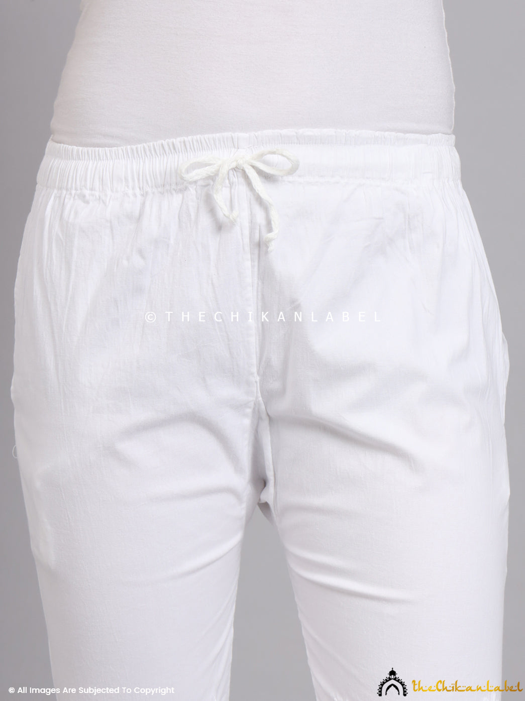 White Nahira Lycra Straight Chikankari Cigarette Pant