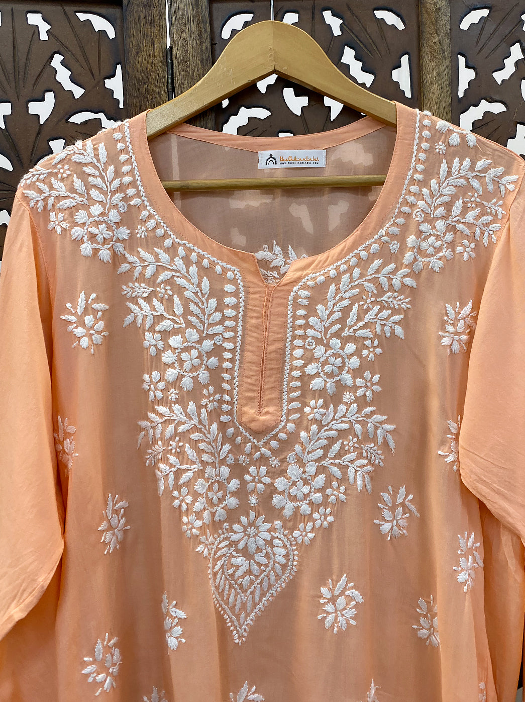 Peach Modal Chikankari Short Top