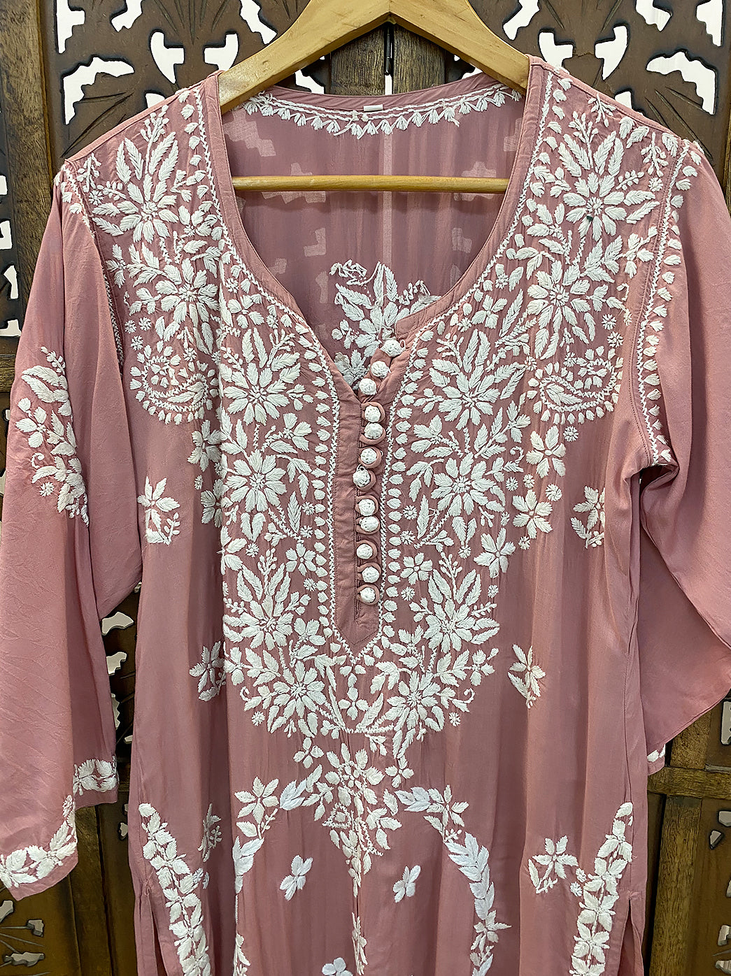 Coral Modal Chikankari Straight Kurti