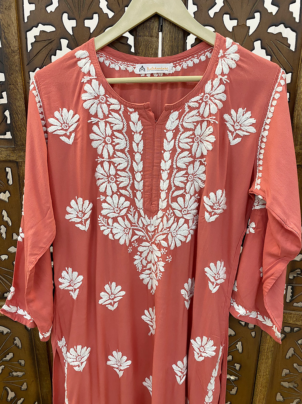 Coral Rayon Chikankari Straight Kurti