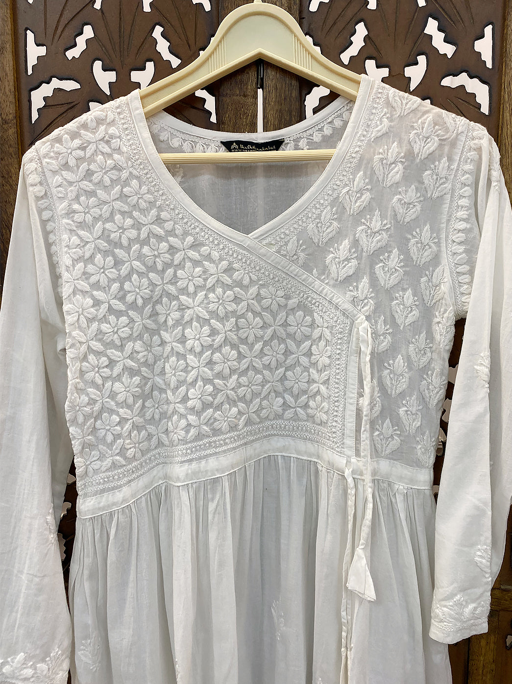 White Viscose Chikankari Short Top