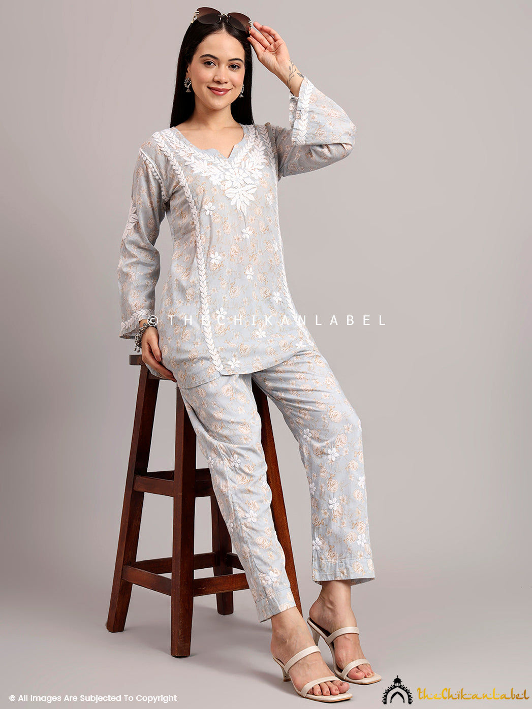 Relaxed mulmul cotton co-ord set for women, featuring a flowy kurta and coordinated bottoms for an easy casual ensemble

