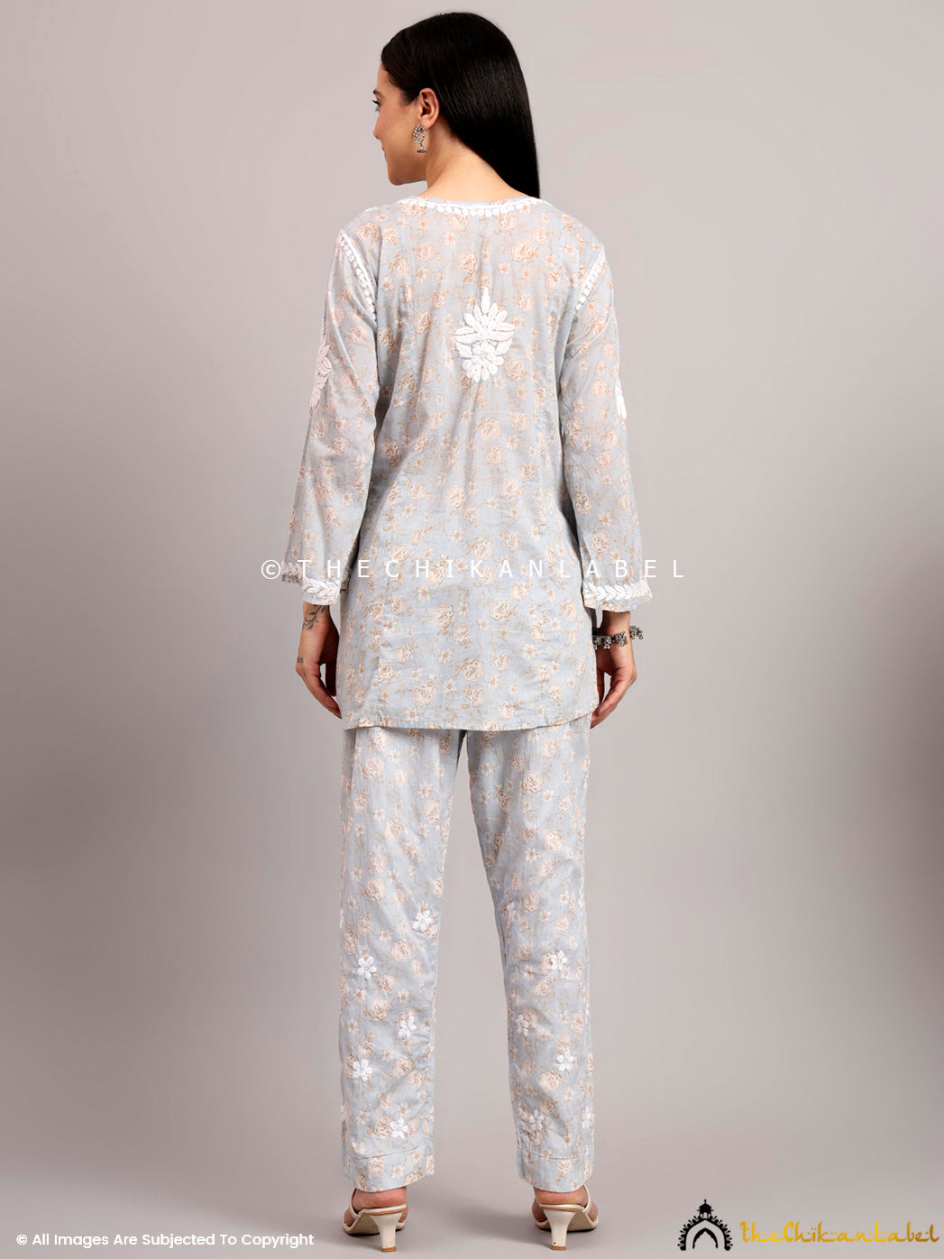 Casual wear mulmul printed co-ord set showcasing artisan embroidery and subtle prints, styled for contemporary ethnic fashion

