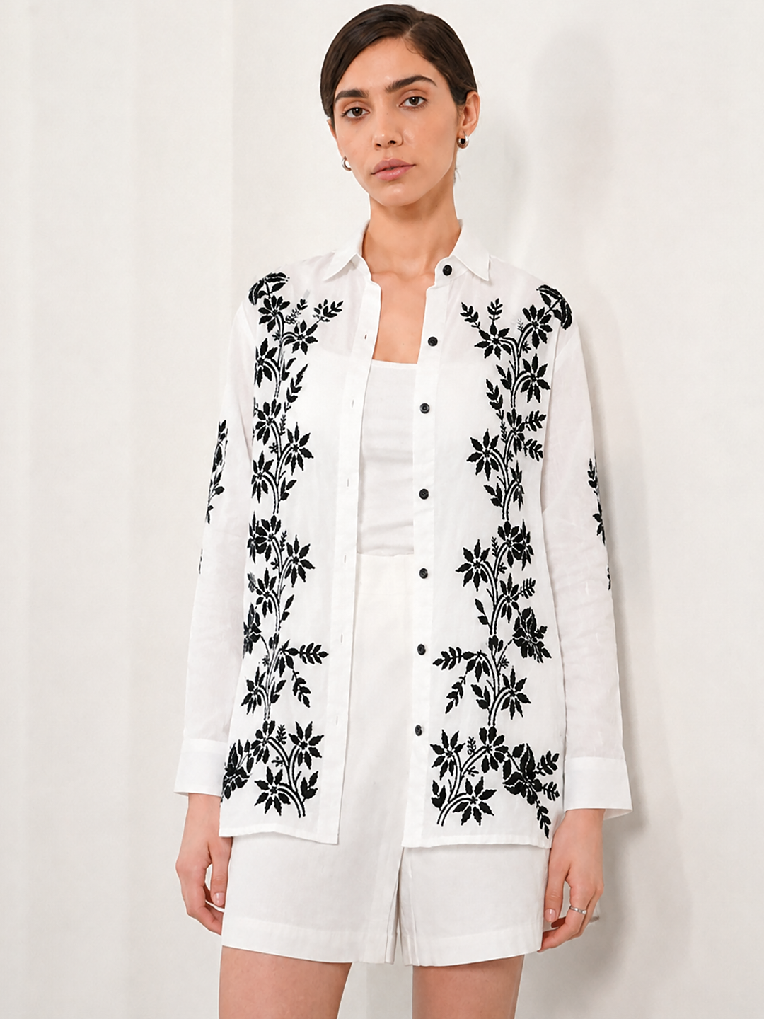 Rubi Cotton Chikankari Shirt - White