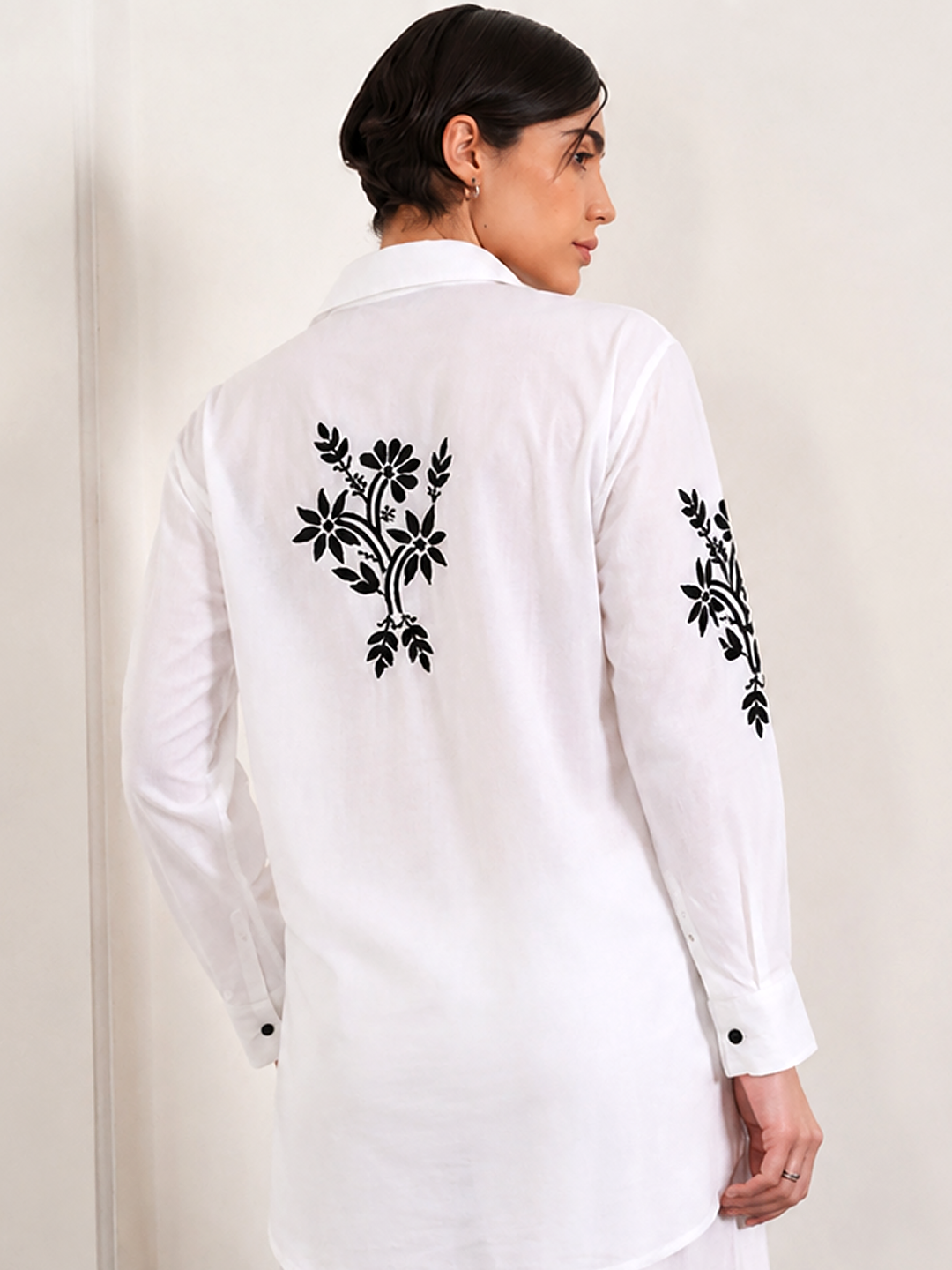 Rubi Cotton Chikankari Shirt - White
