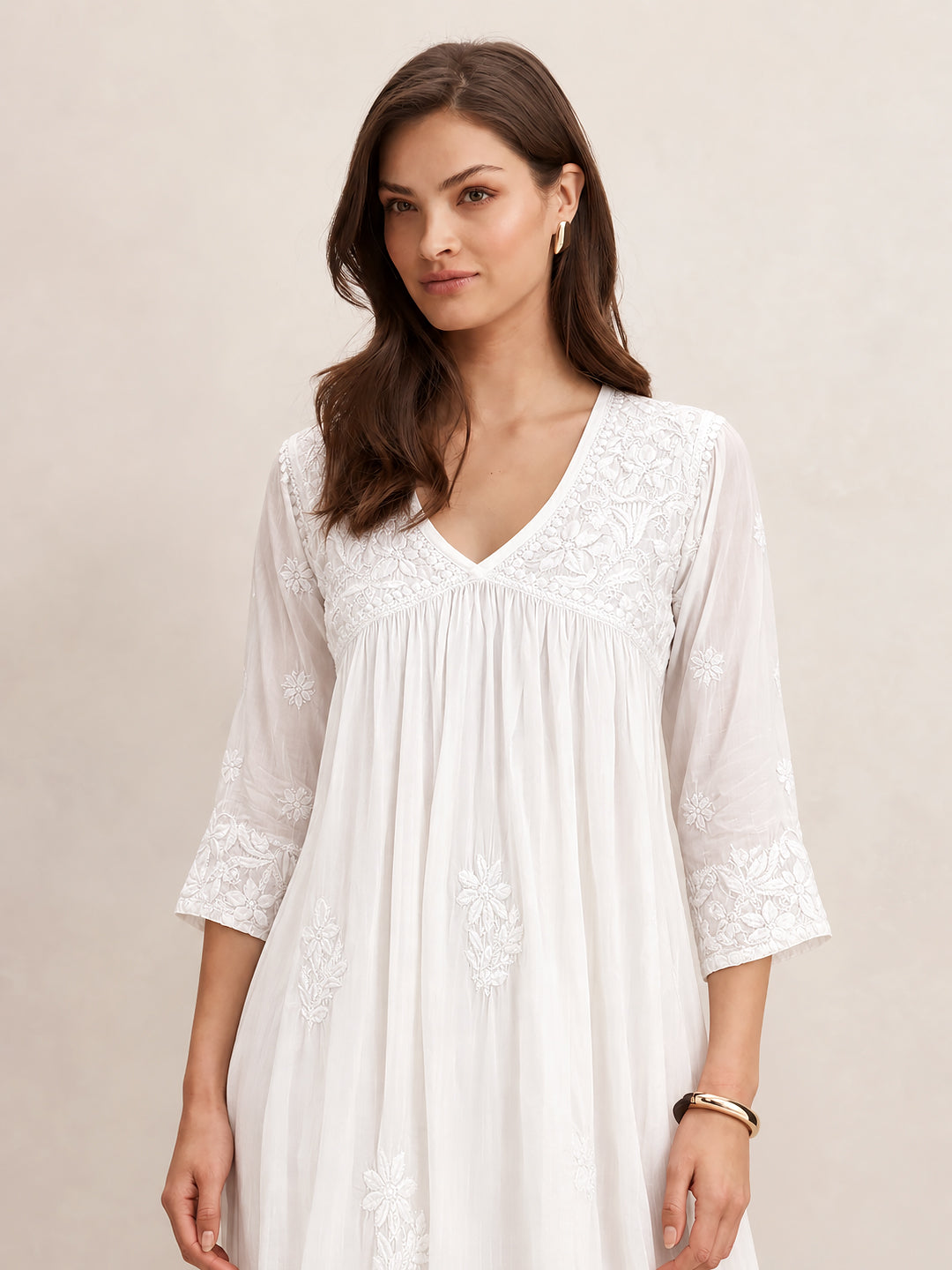 Alia Muslin Chikankari Kurta Set with Dupatta - White