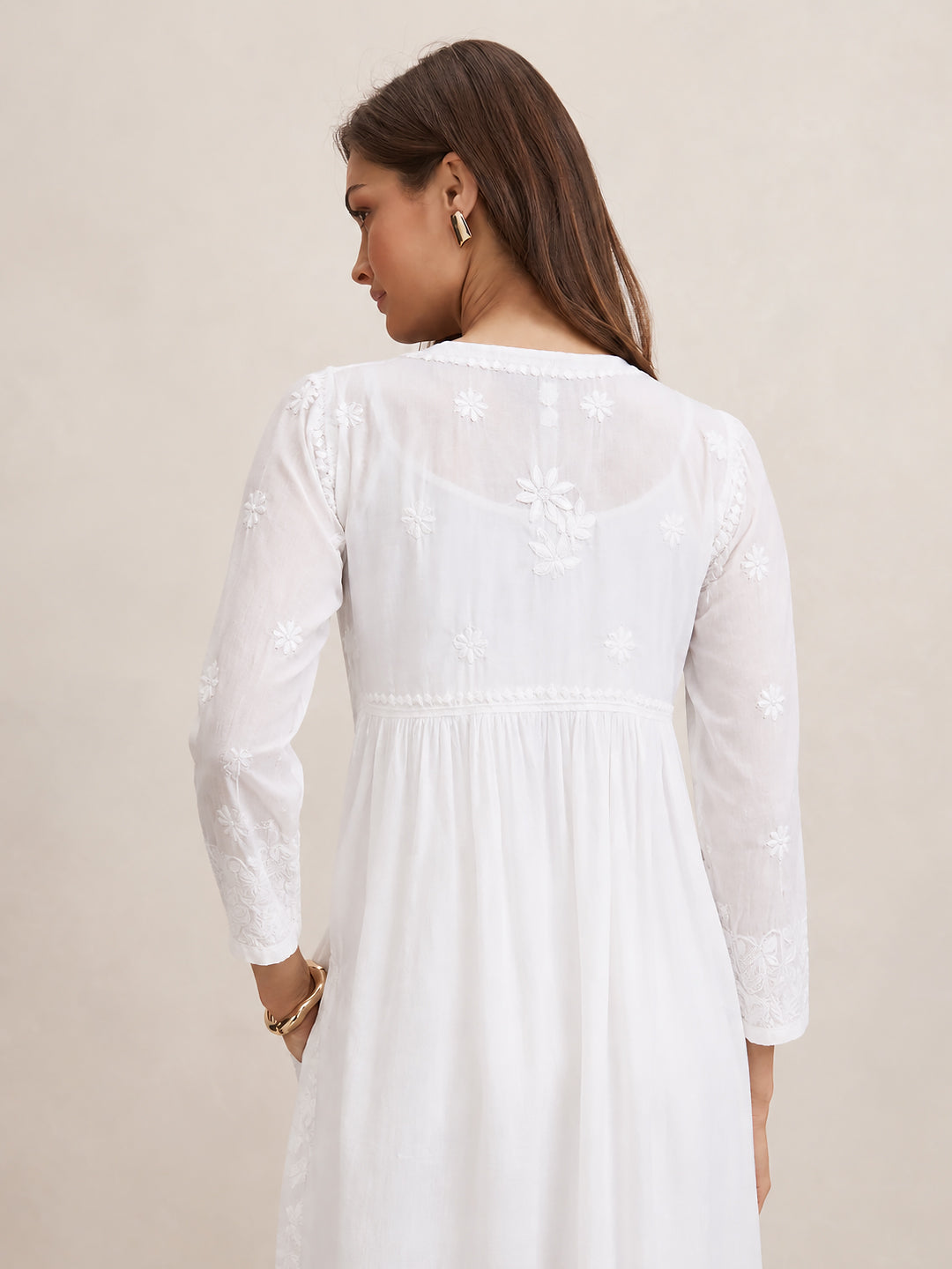 Alia Muslin Chikankari Kurta Set with Dupatta - White