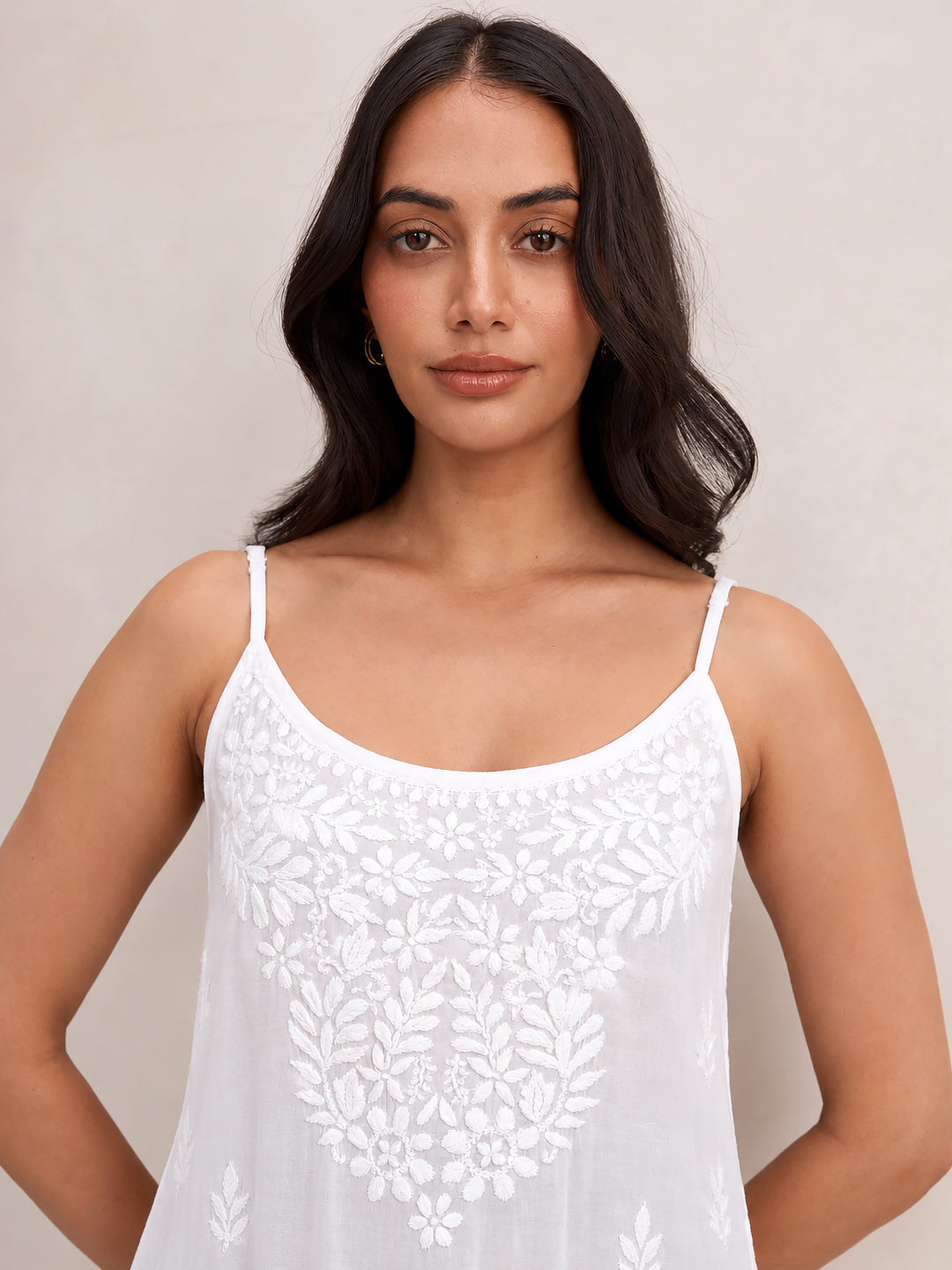 Avleen Modal Chikankari Strappy Short Kurta - White
