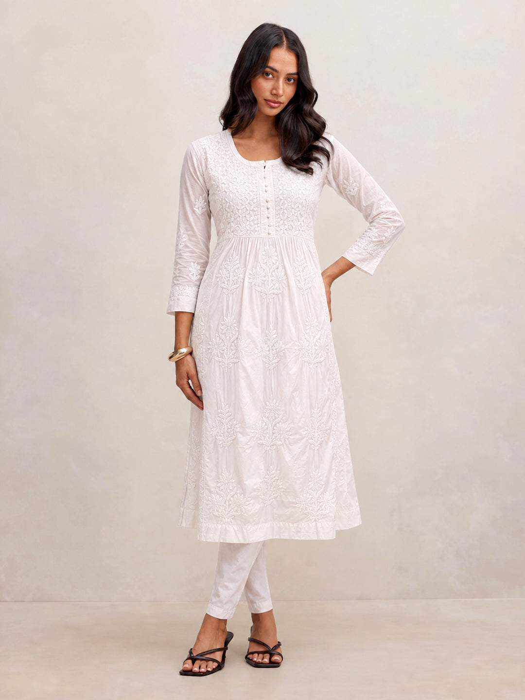 Amulya Cotton Nyra Style Kurti - White