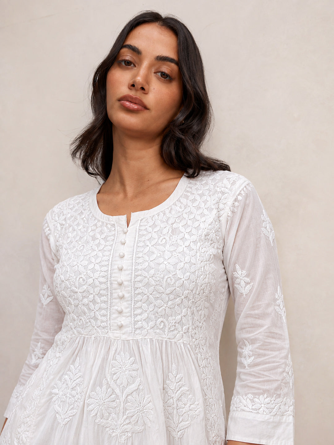 Amulya Cotton Nyra Style Kurti - White