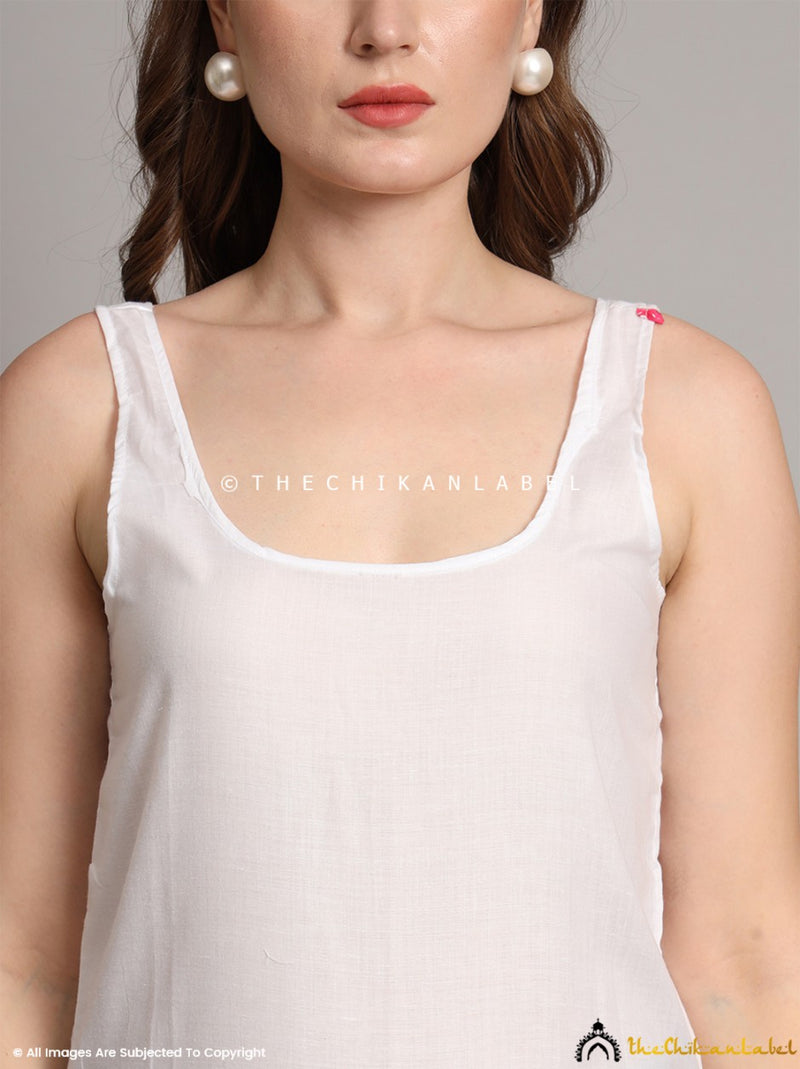 White Pure Cotton Short Inner for Chikankari Kurtis | TheChikanLabel