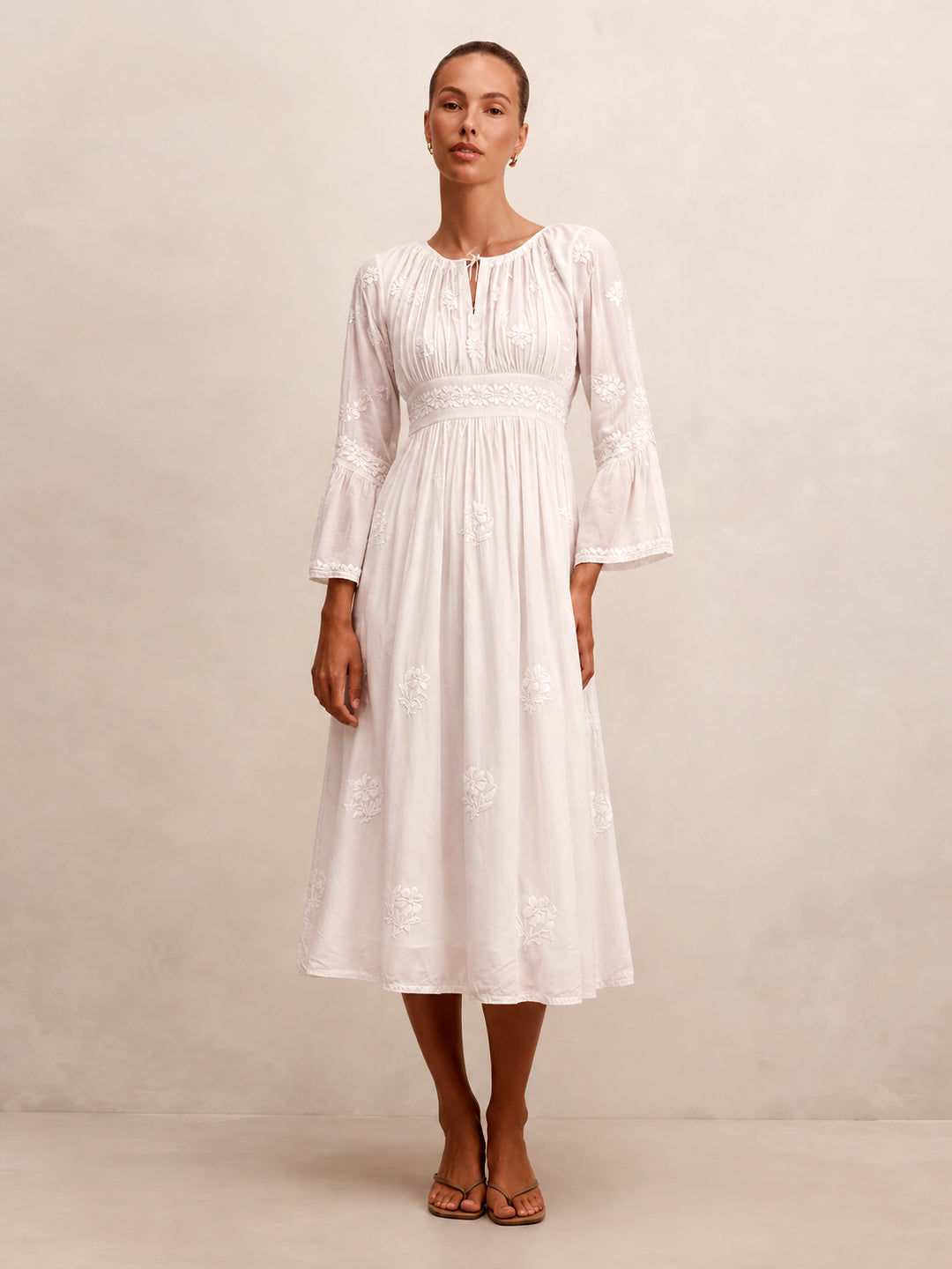 White Ezzah Muslin Chikankari Tunic Dress