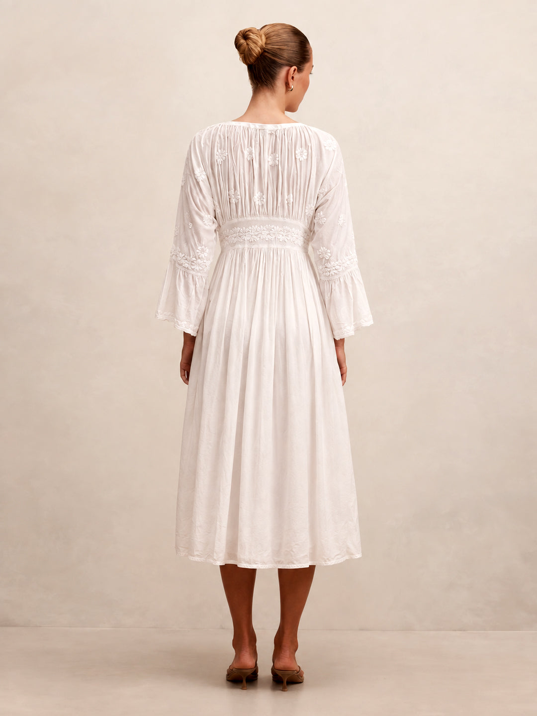 White Ezzah Muslin Chikankari Tunic Dress
