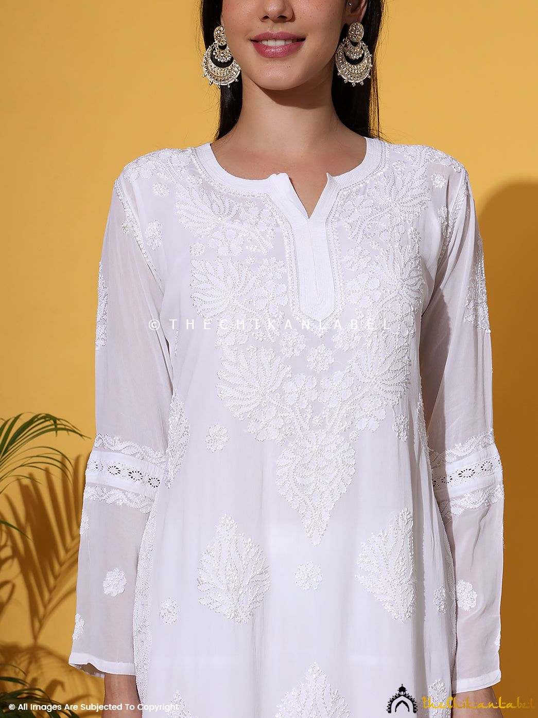 White Giva Viscose Chikankari Kurti Garara Set with Dupatta