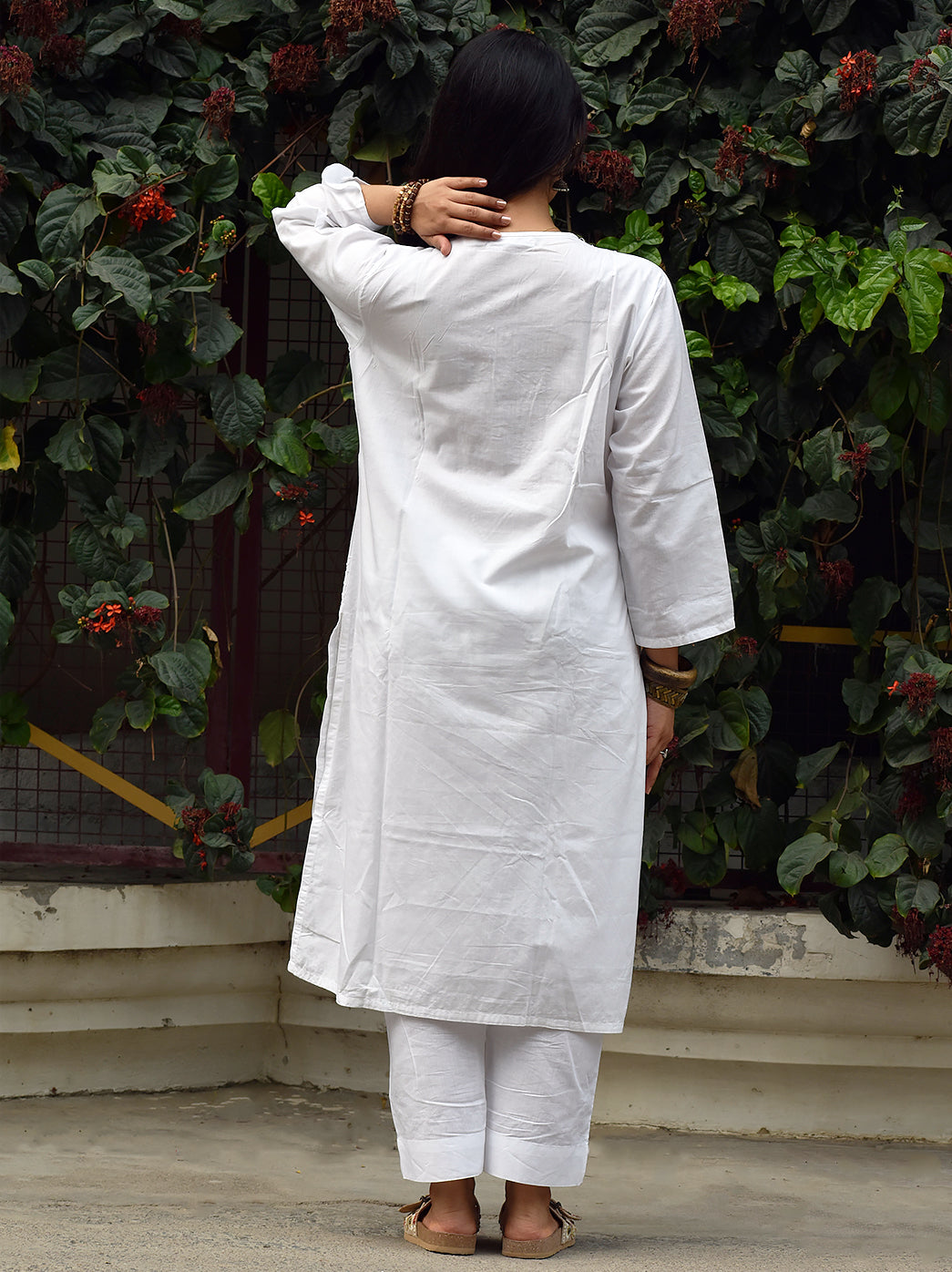 White Kirti Cotton Chikankari Co-ord Set
