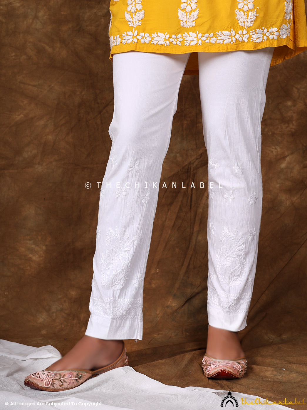 Fara Chikankari Cotton Straight Pants