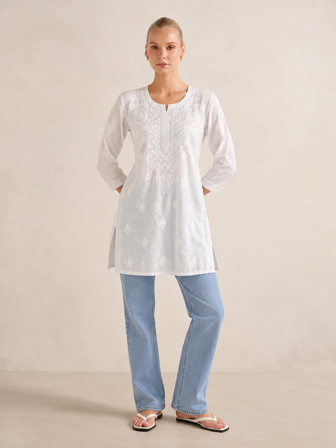 Nafisa Mulmul Cotton Chikankari Short Top