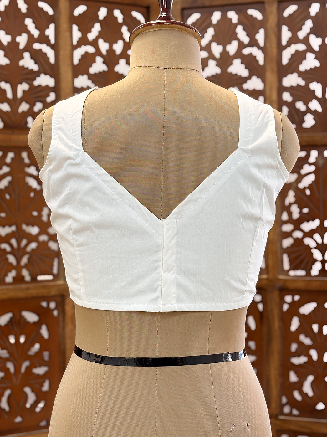 White Viscose Mukaish Handmade Chikankari Blouse