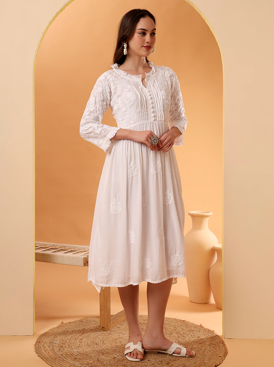 white chikan dress design Cotton Chikankari Kurta White Chikan Suits Designs Deepika Padukone Inspired Kurti Lucknawi Chikankari White Salwar Suit