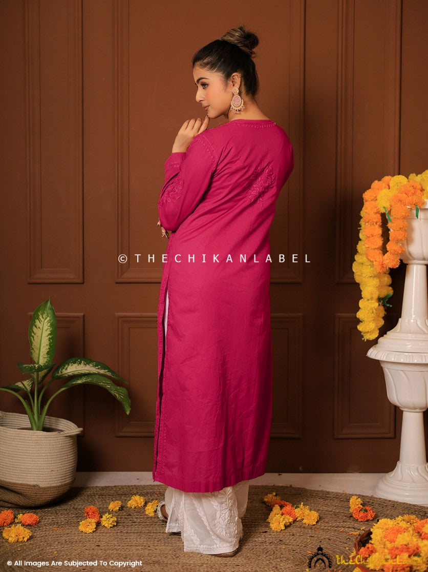 Chikankari Straight Kurti in Cotton Fabric for Women, Chikankari Straight Kurti