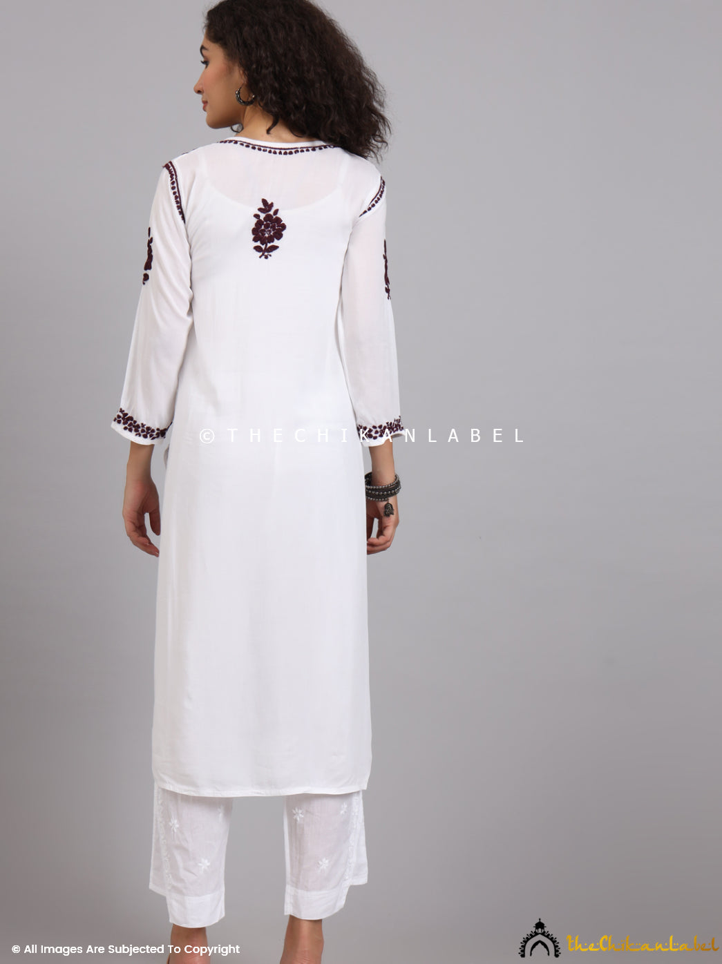 Wine Jugni Modal Chikankari Straight Kurti