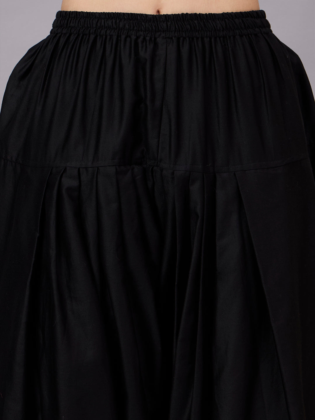 Women Solid Loose Fit Cotton Farshi Salwar - Black