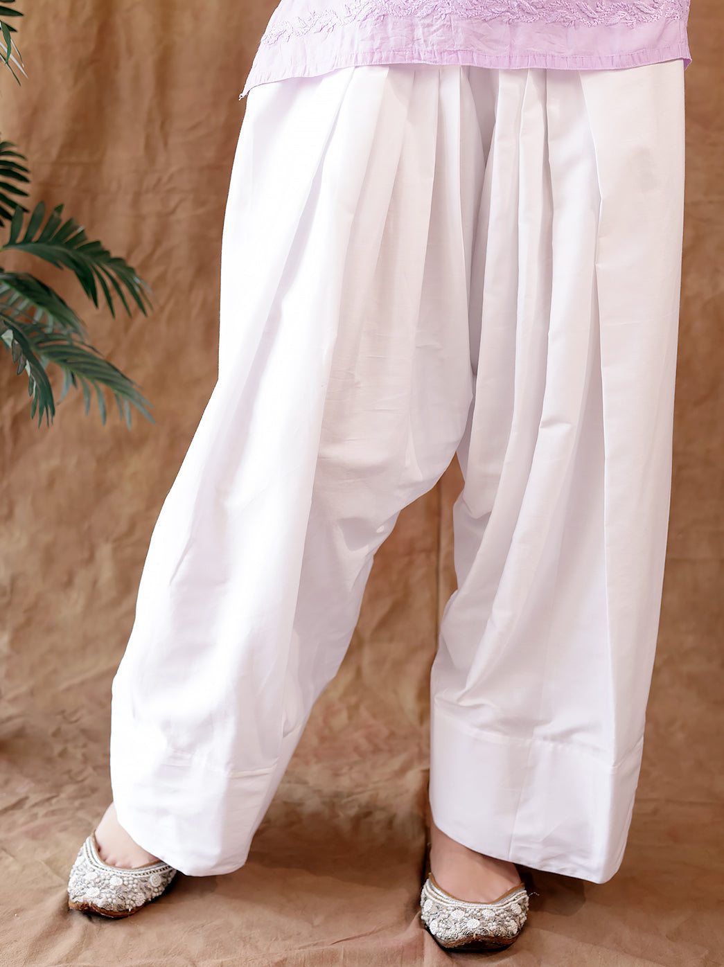 Traditional Indian farshi salwar made from soft cotton fabric with flowy wide leg design