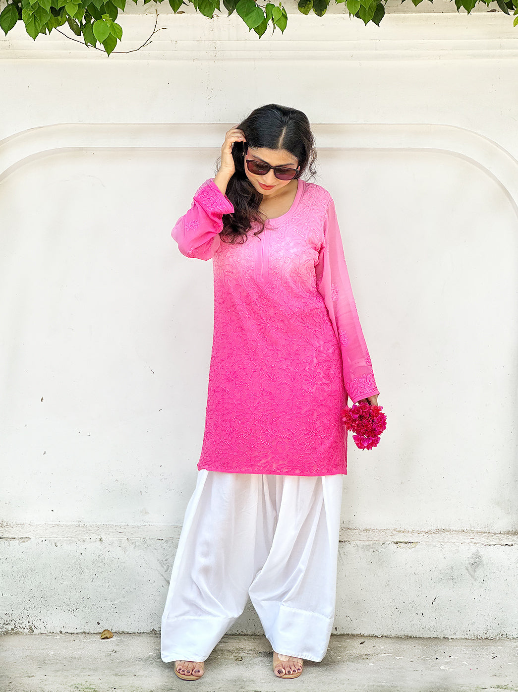 Women Solid Loose Fit Dyeable Santoon Farshi Salwar - White