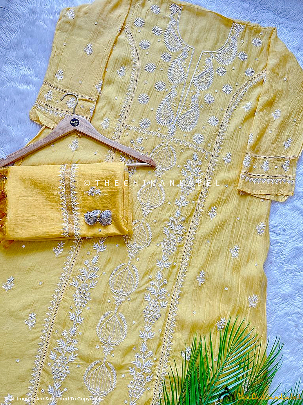 Yellow Gulaal Chanderi Mulmul Semi-Stitched Kurti Piece with Dupatta