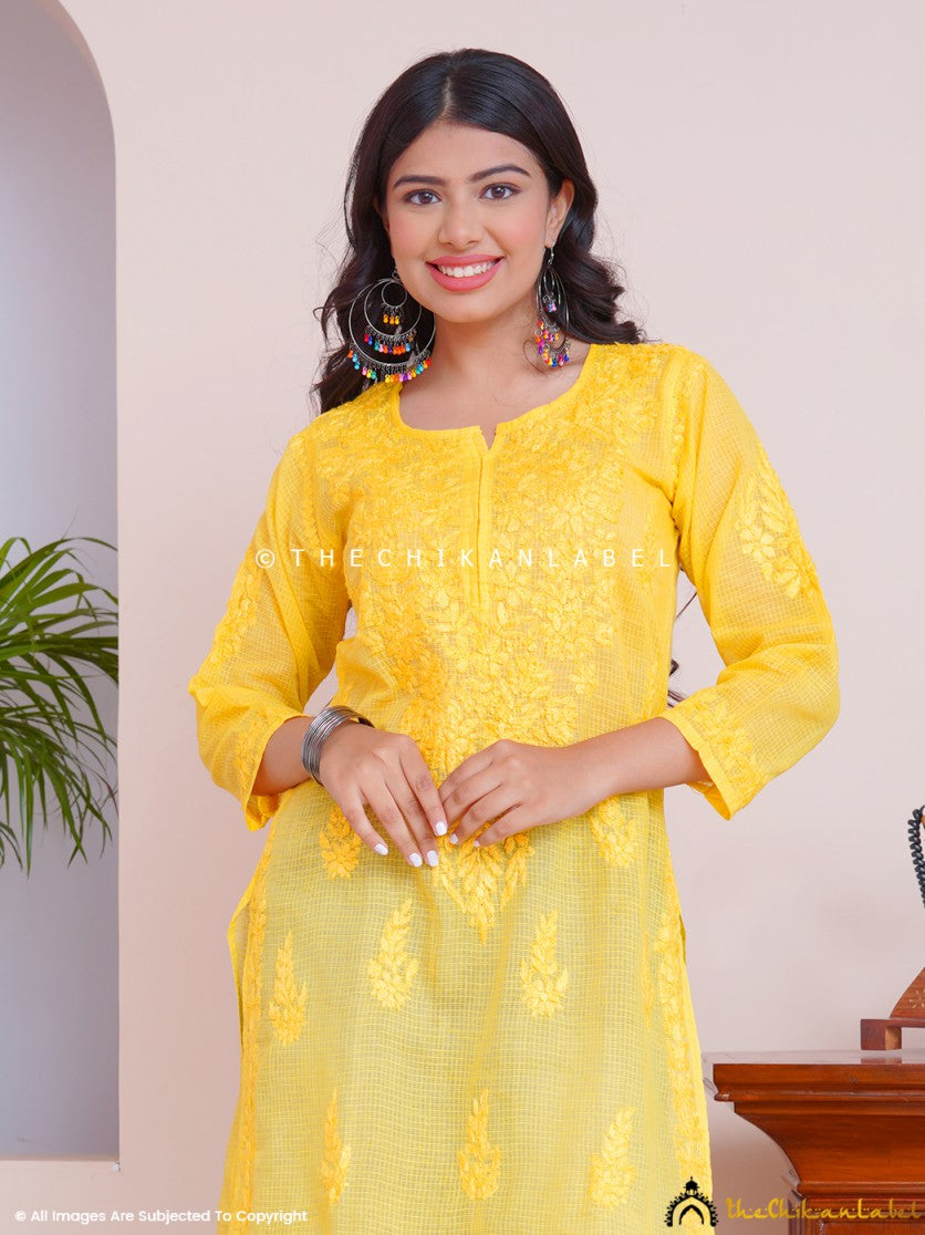 Buy Chikankari Straight Kurti in Kota Cotton Fabric for Women, Shop Lucknow Chikankari Straight Kurtis Online at Best Price Only at Thechikanlabel.