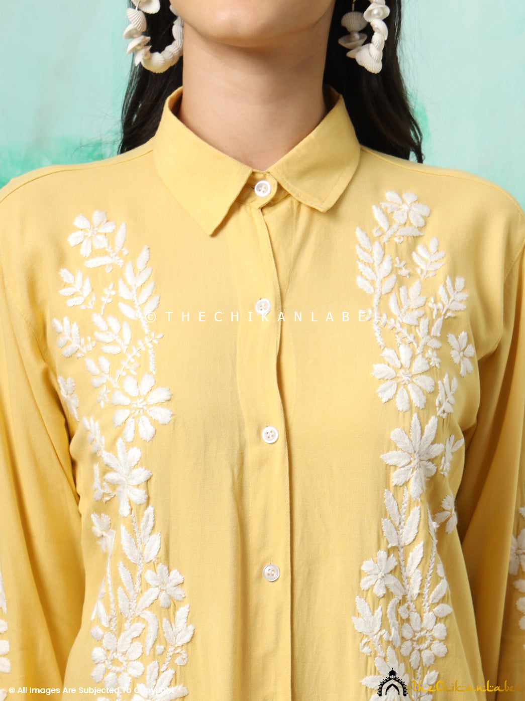 Yellow Anvika Rayon Chikankari Co-ord Set