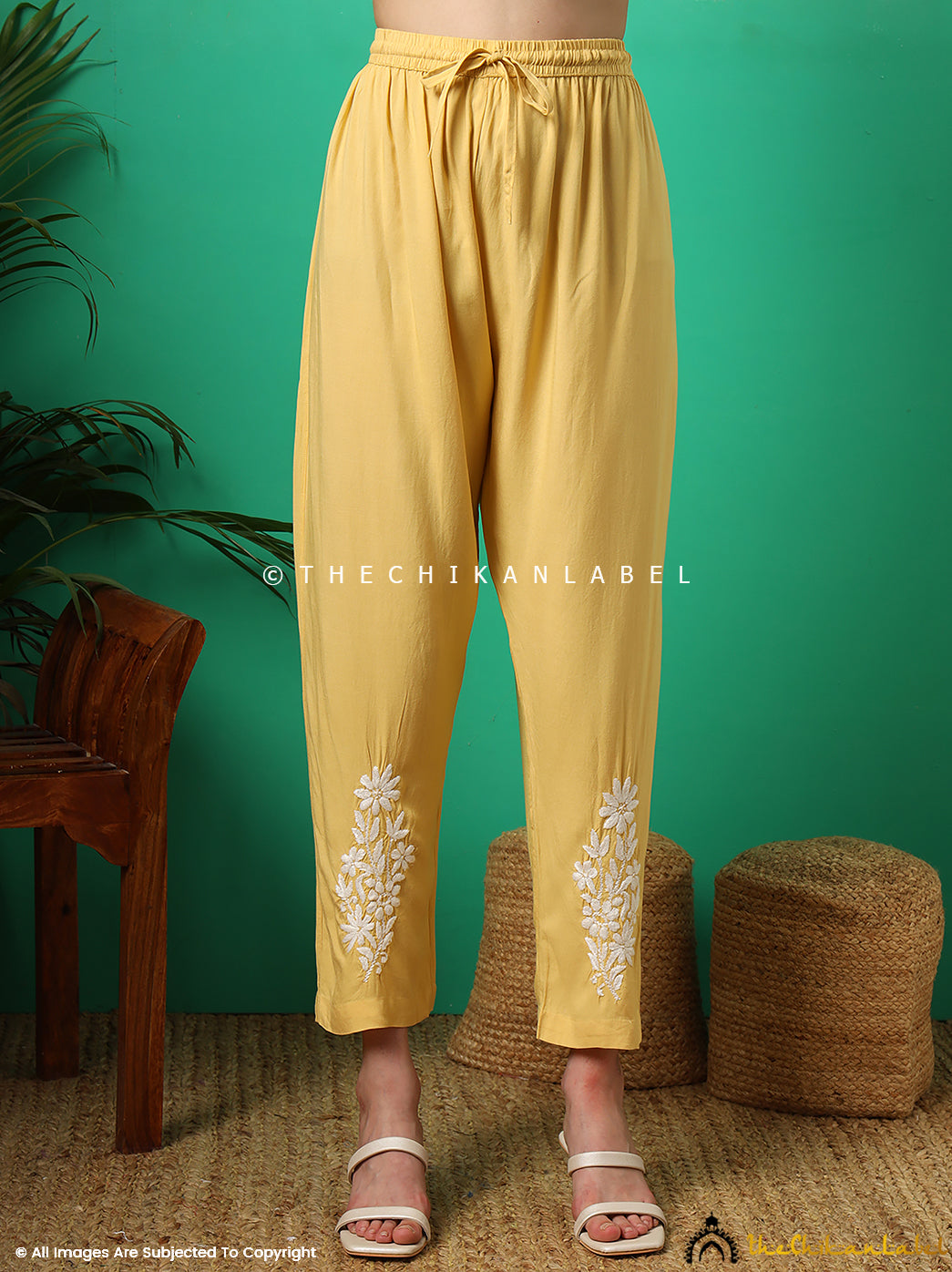 Yellow Anvika Rayon Chikankari Co-ord Set