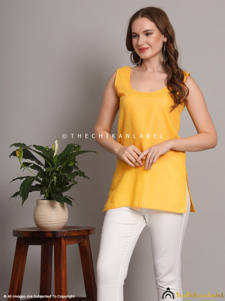 Yellow Cotton Short Inner for Kurti & Kurta