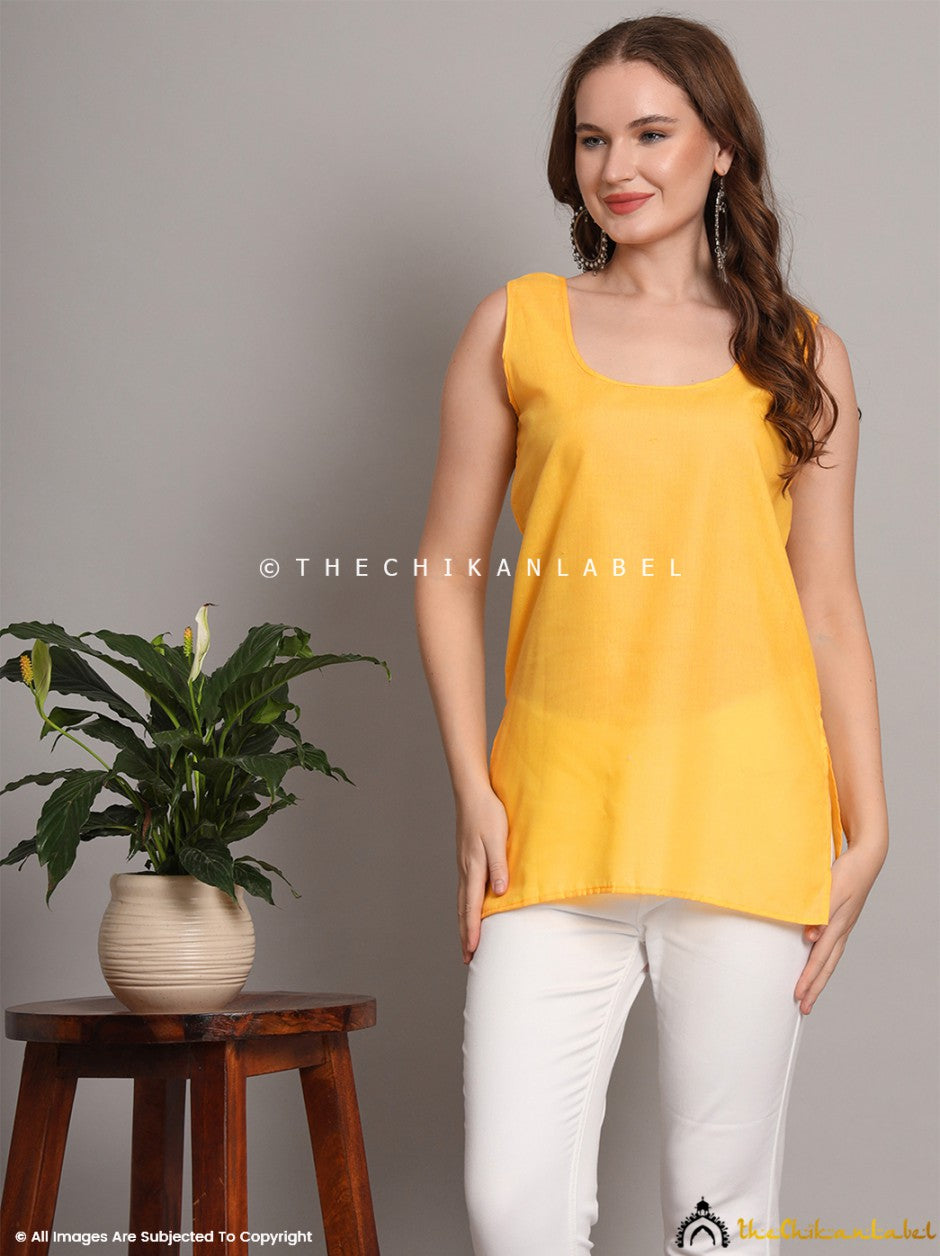 Yellow Cotton Short Inner for Kurti & Kurta