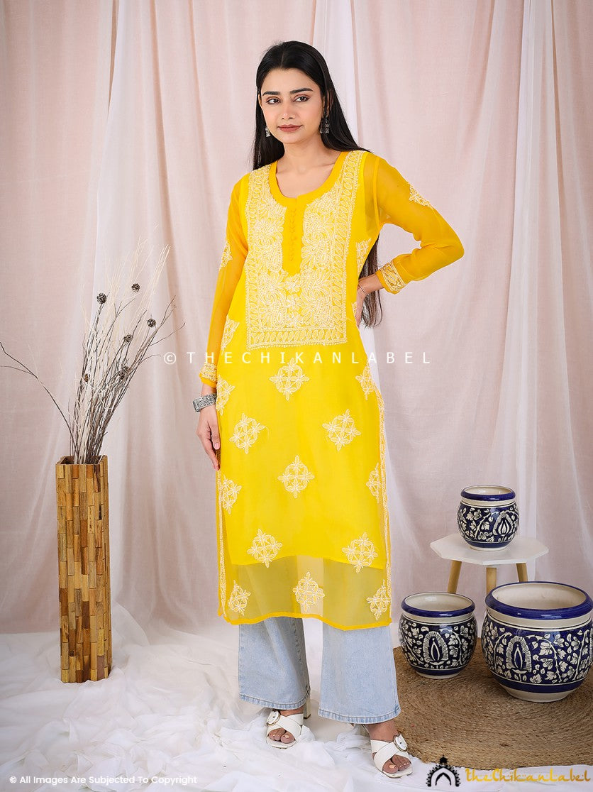 Wedding Georgette Embroidered Long Straight Kurti for Women and Girls, Kurti  for Women, Ready to Wear, Indian Kurtis, Readymade Kurti - Etsy