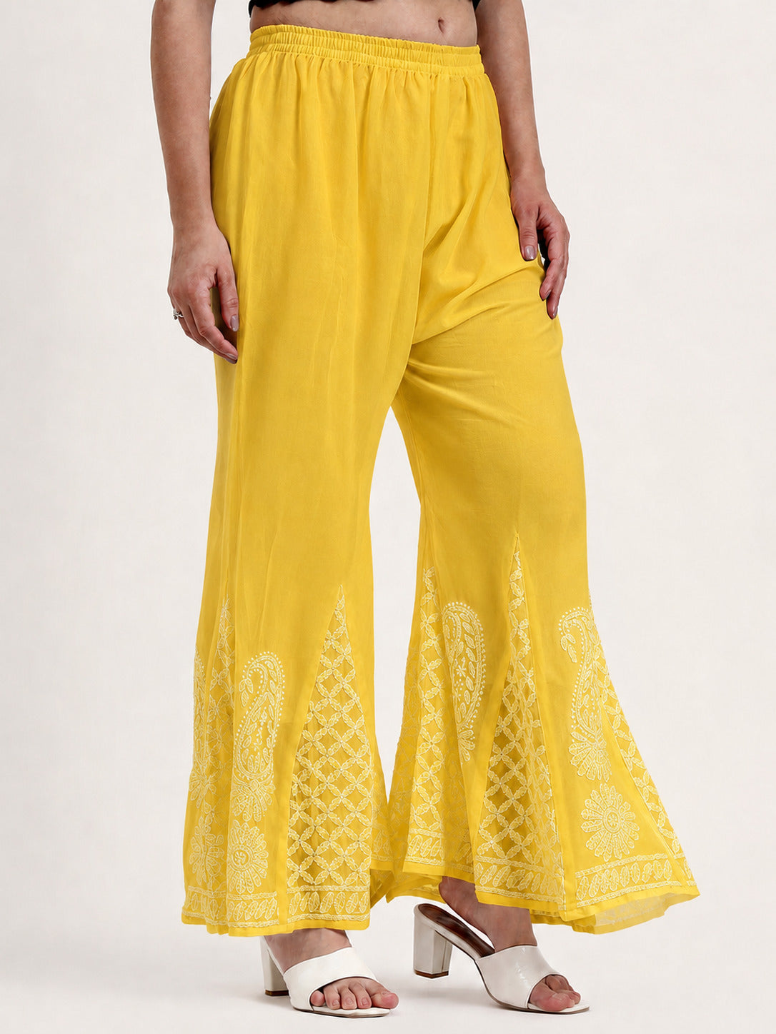 Yellow Areeba Georgette Chikankari Sharara