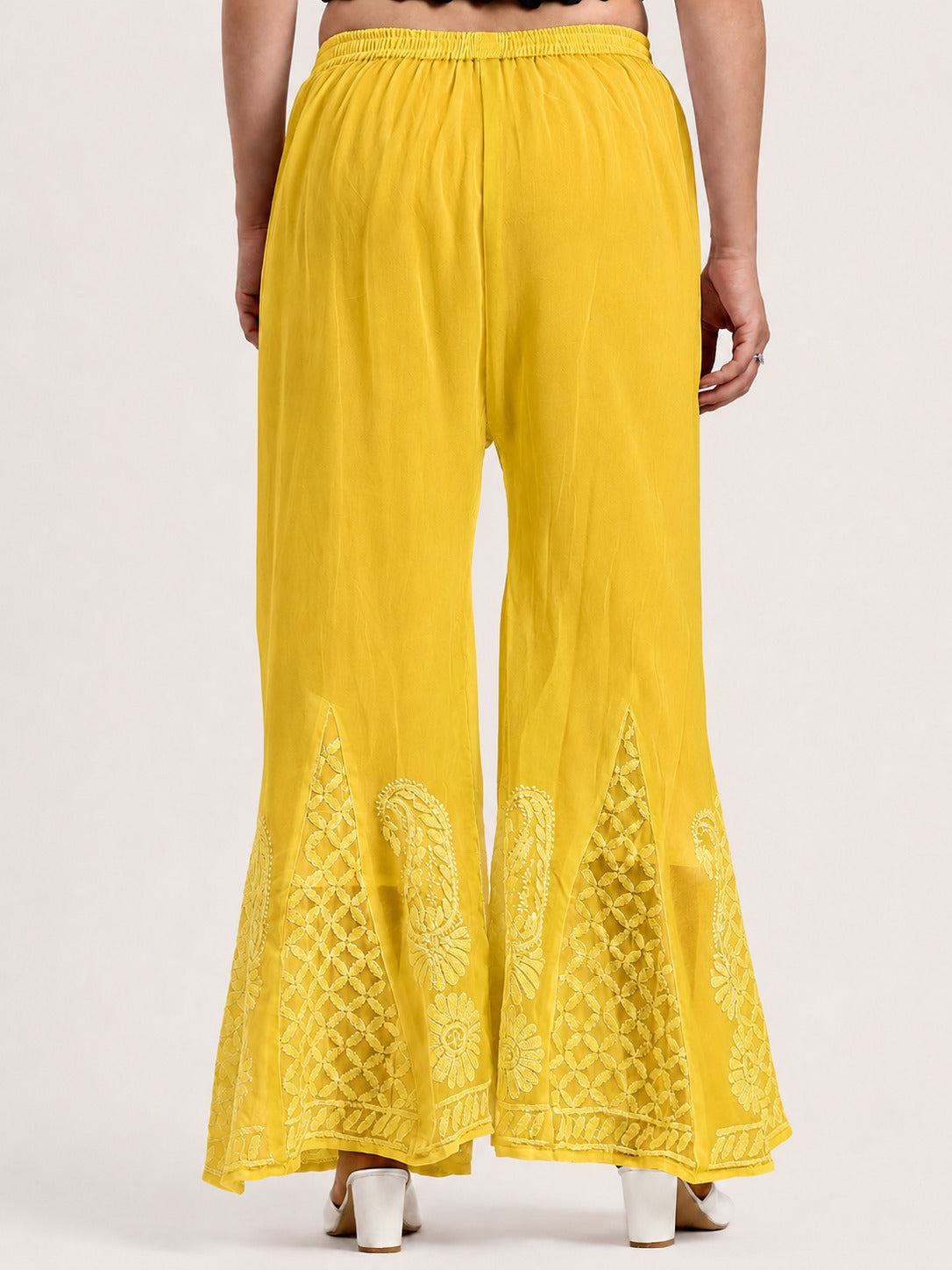 Yellow Areeba Georgette Chikankari Sharara